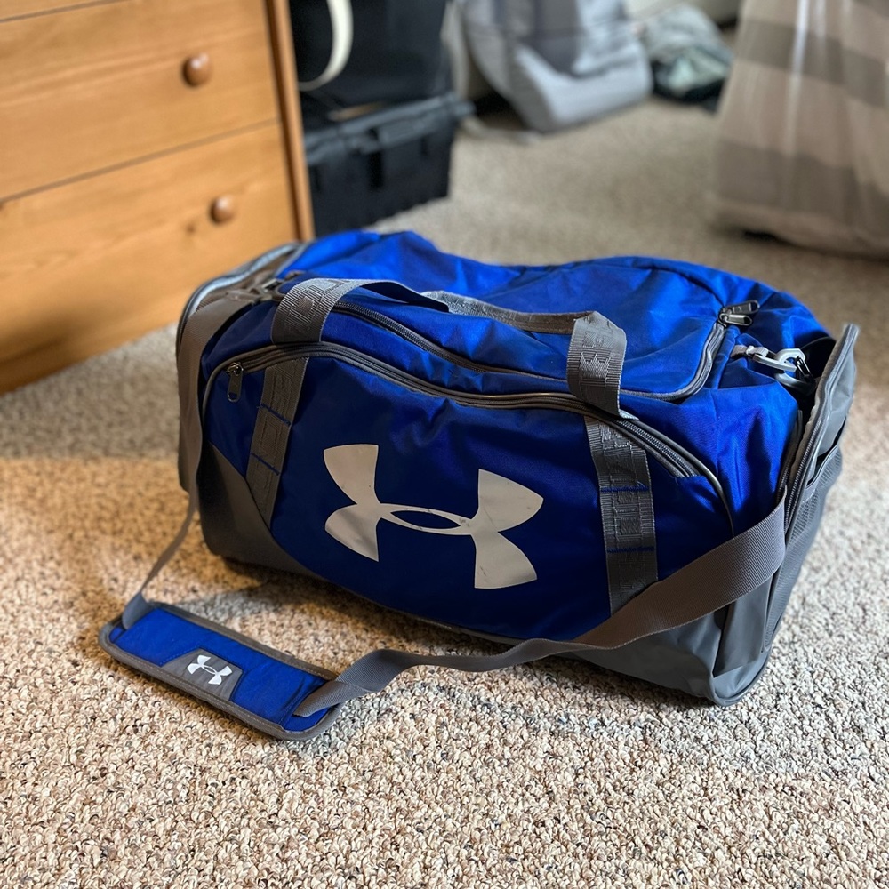 Large Blue under armor duffel bag